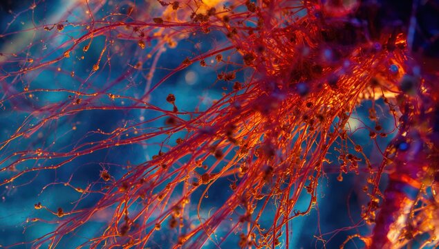 Vibrant Microscopic View of Coral Polyps in Deep Blue Ocean Environment