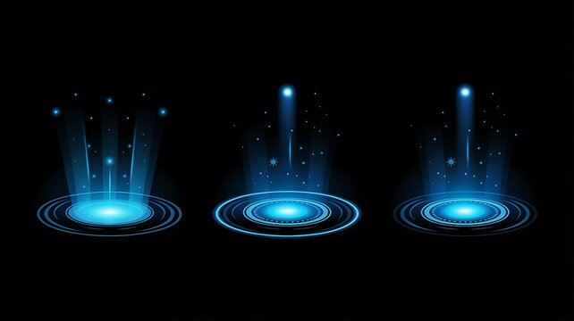 Blue glowing science fiction teleportation portals