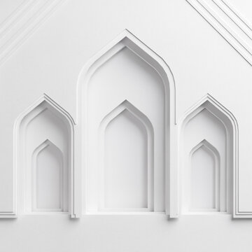 Minimalist wall with three traditional arched recesses fine art wall decor built in white surface architecture minimalist geometric interior structure traditional abstract background
