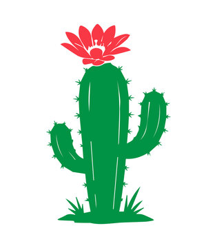 Flowering Saguaro Cactus Silhouette