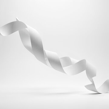 Curving white ribbon abstract flowing shape with abstract art white background abstract minimalist geometry structure creative movement decorative background composition sculpture artistic