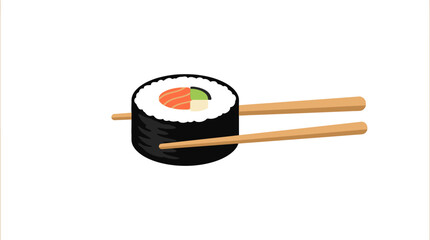 Sushi Roll with Chopsticks Vector Illustration © Bun