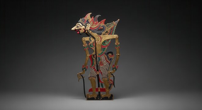 Traditional Wayang Kulit Shadow Puppet, Indonesian Cultural Art