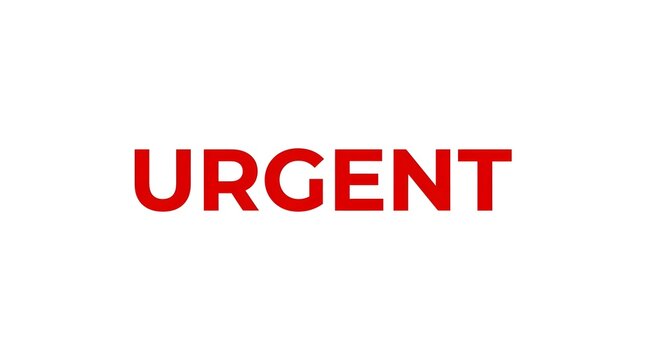 Red Urgent Text on White Background