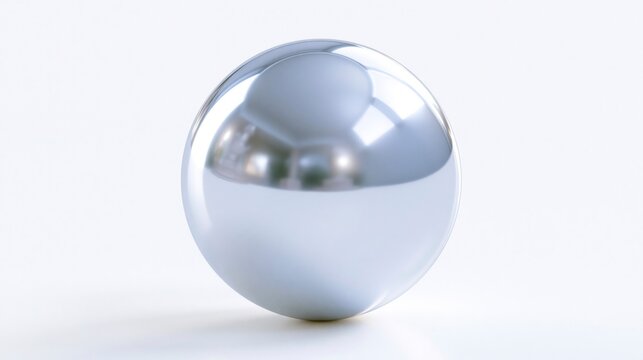 Highly reflective chrome sphere with realistic studio reflections isolated on white background