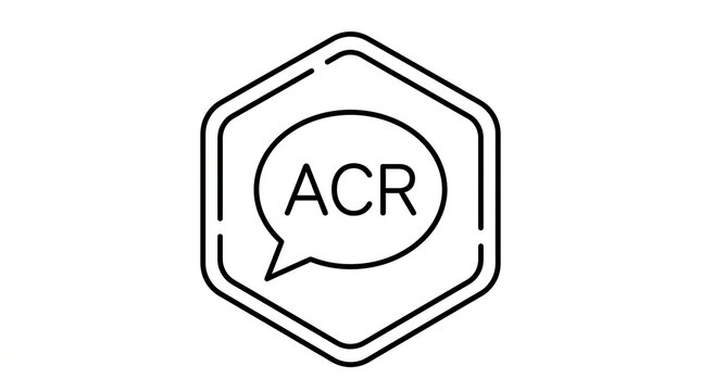 acr logo, speech bubble in hexagon