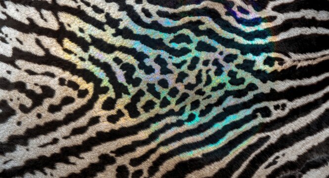 Abstract Zebra Print with Colorful Iridescent Patterns