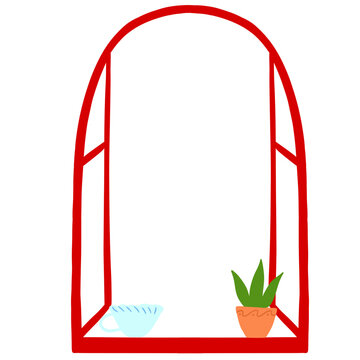 Archway With Cup And Potted Plant