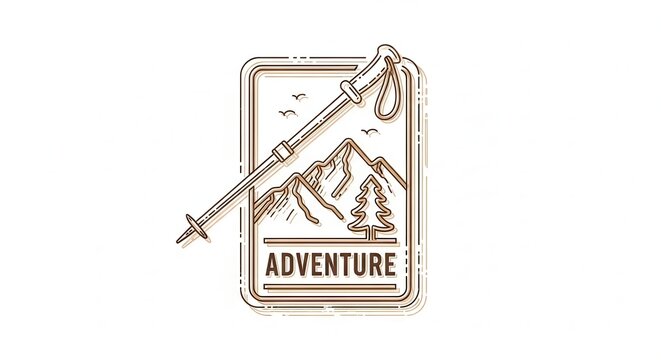 adventure badge with mountains and ice axe