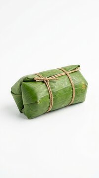 Traditional wrapped food in green leaf