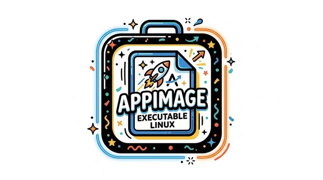 Appimage executable linux logo with rocket