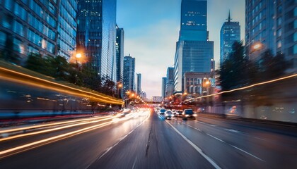 Fototapeta premium city street long exposure blurry photo