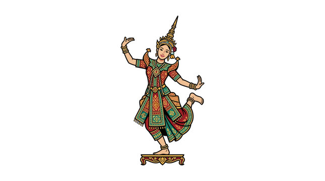 Traditional Thai Dancer Vector Illustration