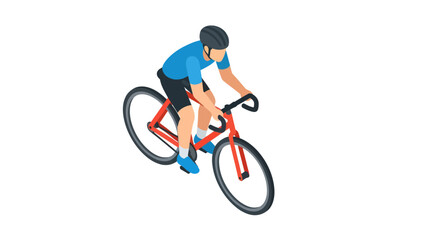 Professional cyclist riding red road bicycle in isometric view © just