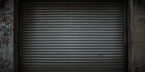Closed Metal Shutter Covered in Graffiti with Urban Texture © TheWaterMeloonProjec