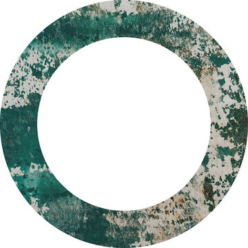 Large circular mottled green frame texture with a transparent background