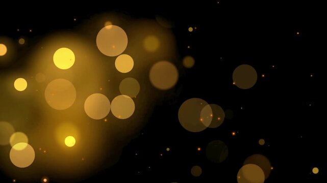 Abstract Gold blurry bokeh background with lights particles on dark background 4K 