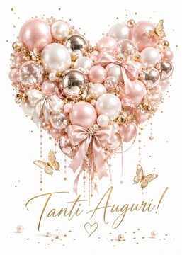 Elegant Pink Balloon Heart Celebration With Gold Accents Luxury Greeting Design
