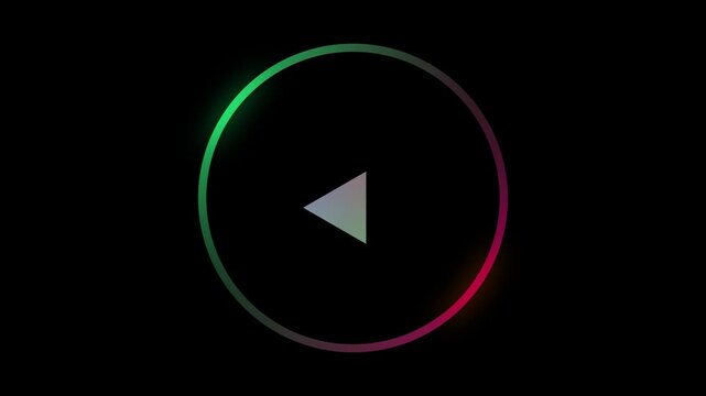 Neon gradient loading circle with play button minimalist ui animation for digital media and app interfaces