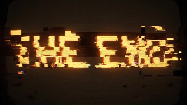 Retro vintage television screen displaying the text the end in pixelated orange font