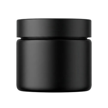 Black empty cosmetic cream jar mockup with cosmetic container packaging skincare template minimalist as cut out PNG