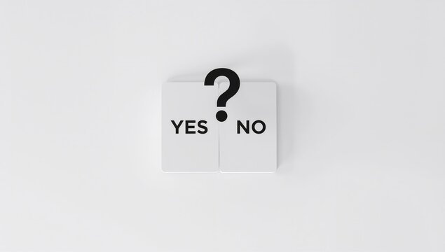 Yes No Decision Board with Question Mark on White Background