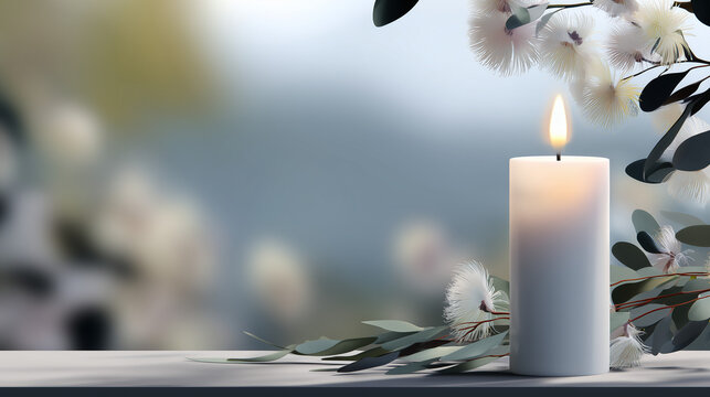 A serene candle display celebrating Saint Teresa of Avila Feast Day with soft floral accents and peaceful ambient lighting for reflection