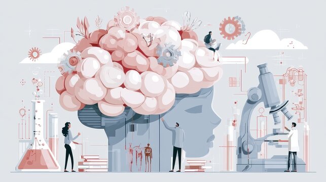 Human cognition problem solving critical thinking analytical reasoning intellectual growth focus on education concept theme whimsical Manipulation modern learning laboratory backdrop.