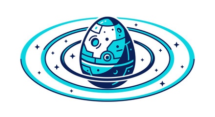 Egg Planet with Rings Vector Illustration © Ciko