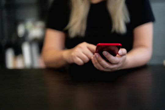 Close up of person looking at mobile phone, Online social addict