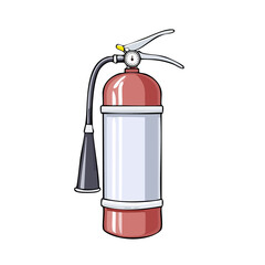 Obraz premium Red and white fire extinguisher with black hose and nozzle clean and simple illustration
