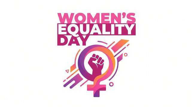 Women's equality day with a stylized female symbol and colors, gender equality