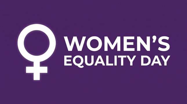 Women's equality day symbol on purple background with gender equality, feminism
