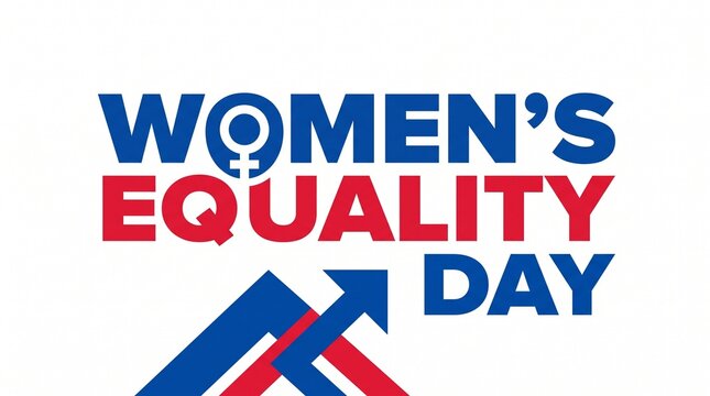 Women's equality day graphic design with arrow and abstract background, feminism