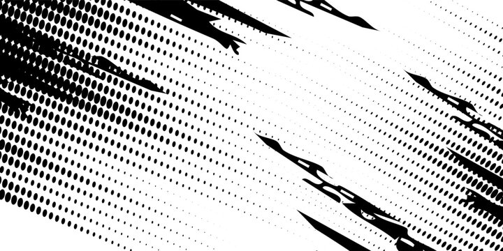 Latar belakang titik gelombang halftone abstrak. Pola grunge bengkok futuristik, titik, lingkaran. Tekstur pop art optik modern vektor untuk poster, kartu nama, dll