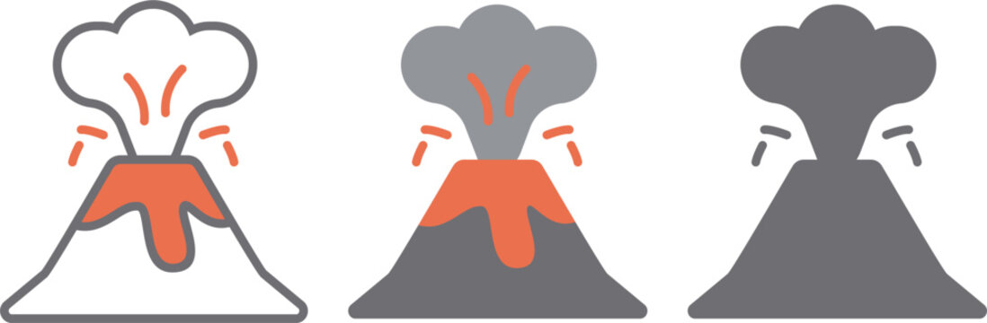 Volcano Eruption Icon. Lava Mountain Symbol. Simple Pictogram for Natural Disaster, Geological Hazard, Emergency Alert, Earth Science and Risk Warning.