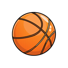 Fototapeta premium Cartoon Orange Basketball with Black Lines Isolated on White Background
