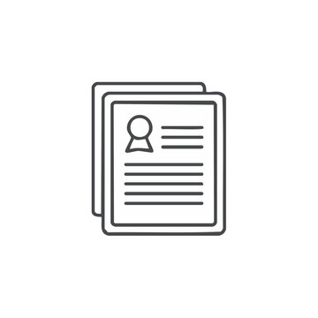 Outline of stacked documents featuring a profile picture space and text lines representing information
