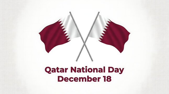 Qatar national day with two crossing flags illustration, national pride