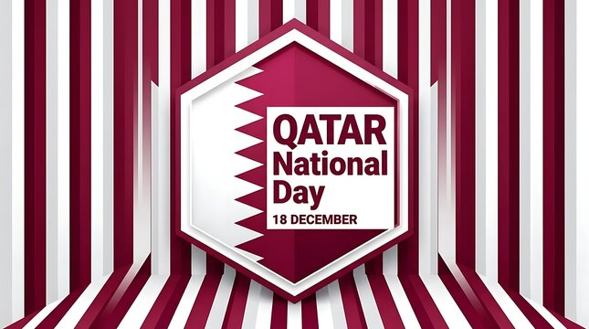 Qatar national day celebration with traditional maroon and white pattern