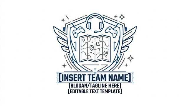 Sports team logo template with shield and wings