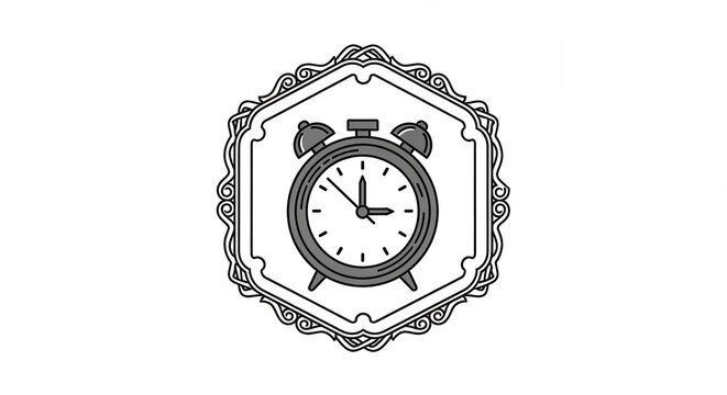 vintage alarm clock in ornate frame
