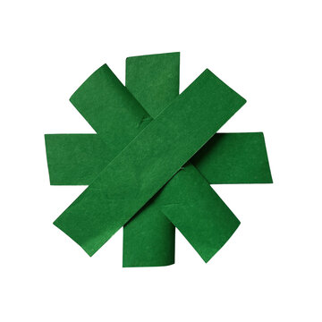 Green fabric felt asterisk star shape made of craft tape strips