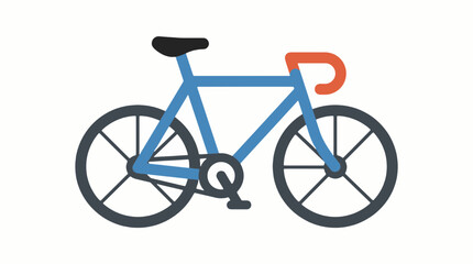 Fototapeta premium Blue racing bicycle flat vector icon for sports and urban transport design on white background