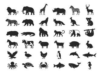 Obraz premium Animals & Wildlife Silhouette Icon Set