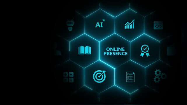 Online presence concept. Digital channels and platforms connecting the audience via websites, social media accounts and online directories. Increase brand awareness, attract customers and engagement.
