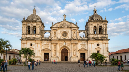 Fototapeta premium León Cathedral, Nicaragua - Colonial Architecture and Plaza