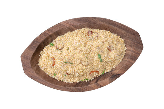Fafora de pinh&atilde;o, typical brazilian sidedish on a bowl isolated over white background