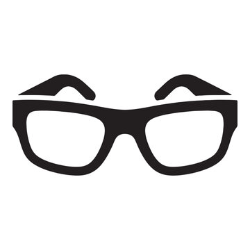 Minimalist black eyewear silhouette icon representing vision and optical clarity for graphic design