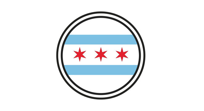 Circular icon featuring the official flag of the city of Chicago.